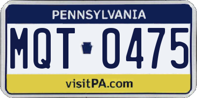 PA license plate MQT0475