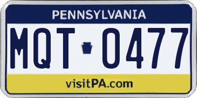 PA license plate MQT0477