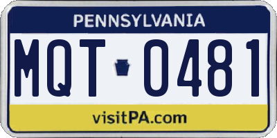 PA license plate MQT0481
