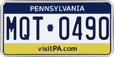 PA license plate MQT0490