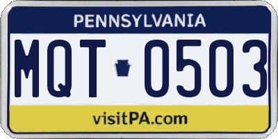 PA license plate MQT0503