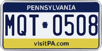 PA license plate MQT0508