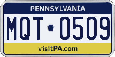 PA license plate MQT0509