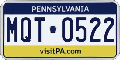 PA license plate MQT0522