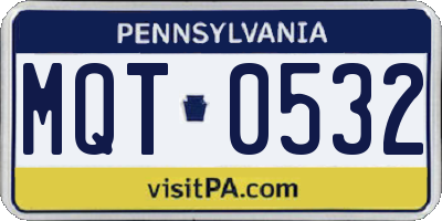 PA license plate MQT0532