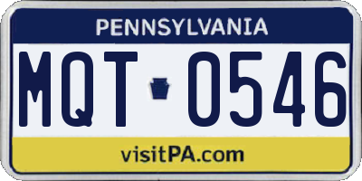 PA license plate MQT0546