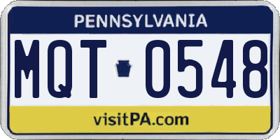 PA license plate MQT0548