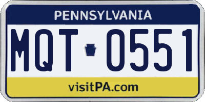 PA license plate MQT0551