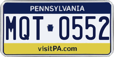 PA license plate MQT0552
