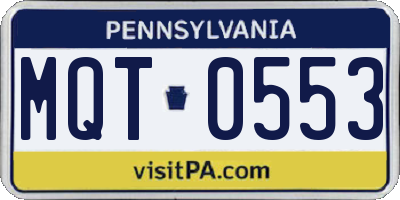 PA license plate MQT0553