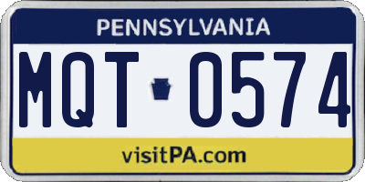 PA license plate MQT0574