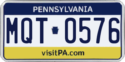PA license plate MQT0576