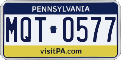 PA license plate MQT0577