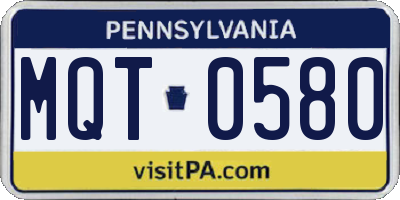 PA license plate MQT0580