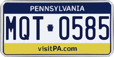 PA license plate MQT0585