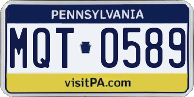PA license plate MQT0589