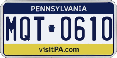 PA license plate MQT0610