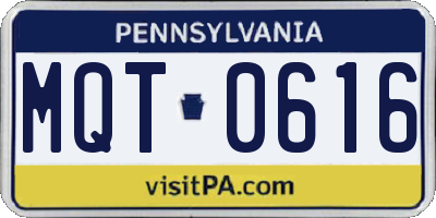PA license plate MQT0616