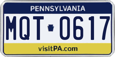 PA license plate MQT0617