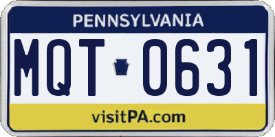 PA license plate MQT0631