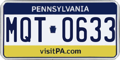 PA license plate MQT0633