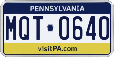 PA license plate MQT0640