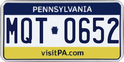 PA license plate MQT0652