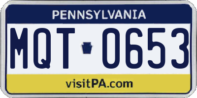 PA license plate MQT0653