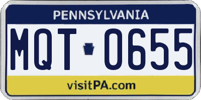PA license plate MQT0655