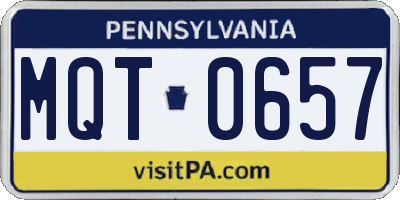 PA license plate MQT0657