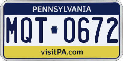 PA license plate MQT0672