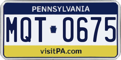 PA license plate MQT0675