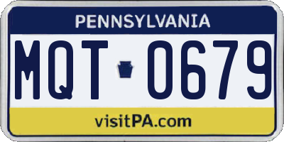 PA license plate MQT0679