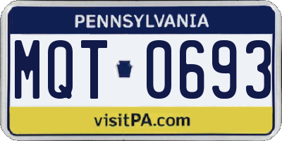 PA license plate MQT0693