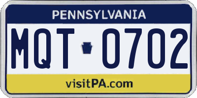 PA license plate MQT0702