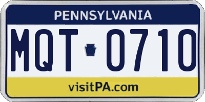 PA license plate MQT0710
