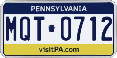 PA license plate MQT0712