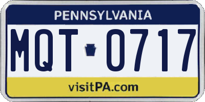 PA license plate MQT0717