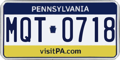 PA license plate MQT0718