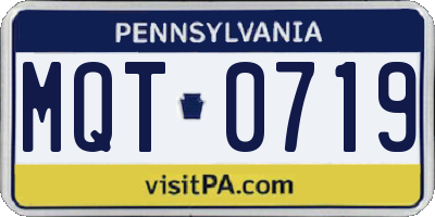 PA license plate MQT0719