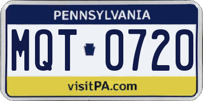 PA license plate MQT0720