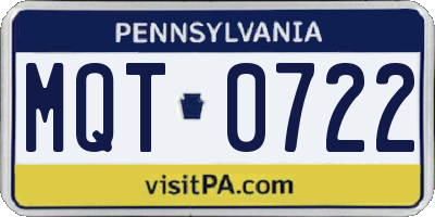 PA license plate MQT0722