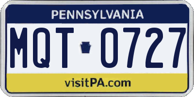 PA license plate MQT0727