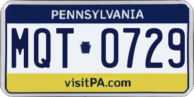 PA license plate MQT0729