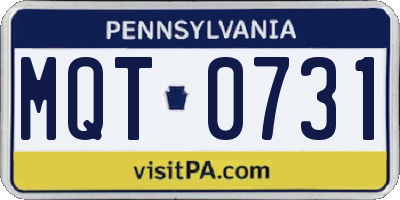 PA license plate MQT0731