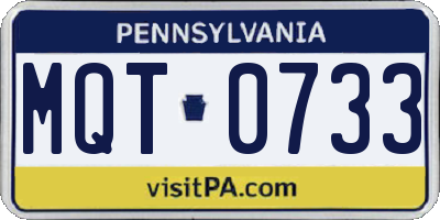 PA license plate MQT0733