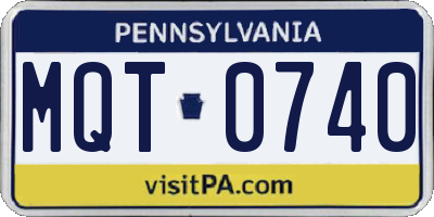 PA license plate MQT0740