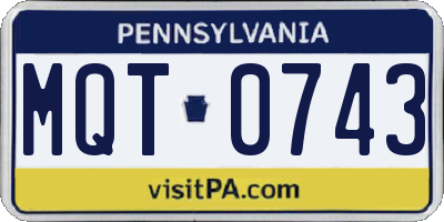 PA license plate MQT0743