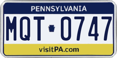 PA license plate MQT0747