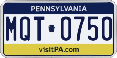 PA license plate MQT0750
